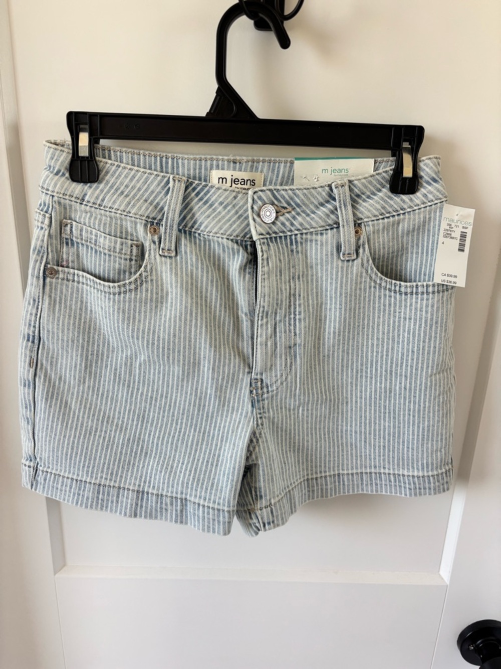 Maurices Light Blue Striped Jean Shorts